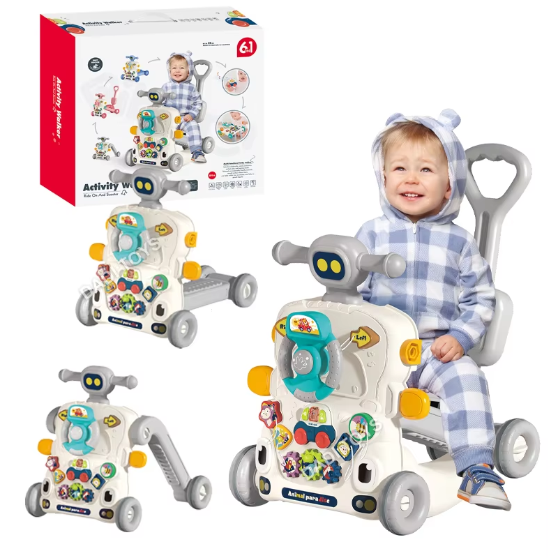 6-in-1 Baby Activity Walker Ride-On & Scooter with Music and Interactive Play for Toddlers