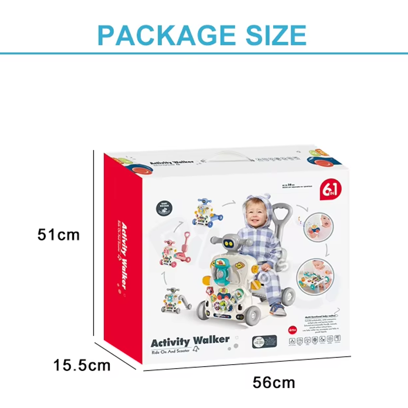 6-in-1 Baby Activity Walker Ride-On & Scooter with Music and Interactive Play for Toddlers