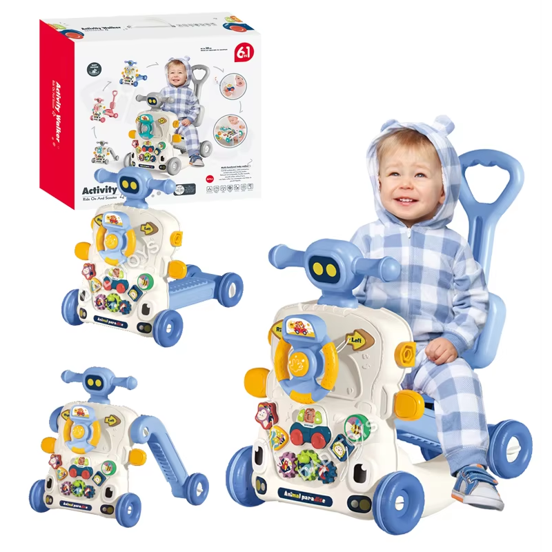 6-in-1 Baby Activity Walker Ride-On & Scooter with Music and Interactive Play for Toddlers