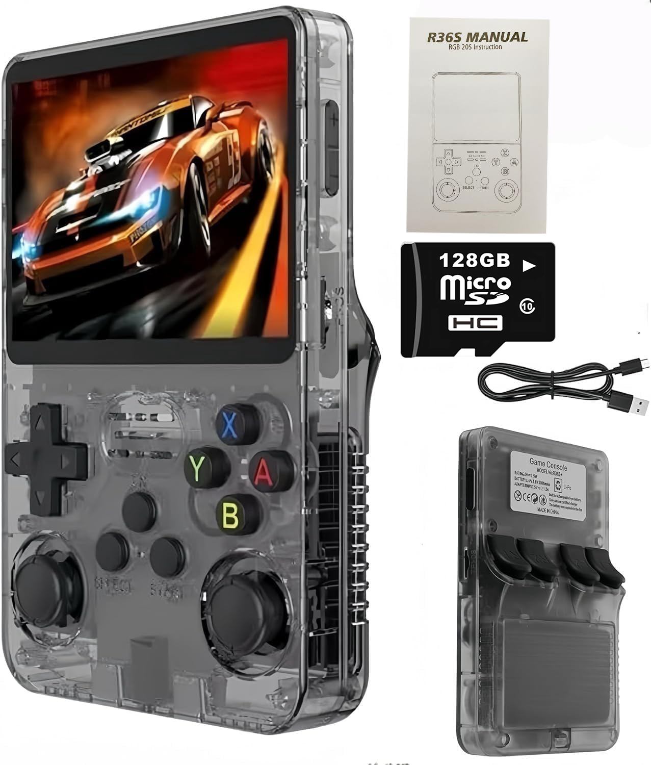 20,000+ R36S Retro Handheld Game Console, 128GB Retro Gaming Console with 30+ Mainstream Emulators