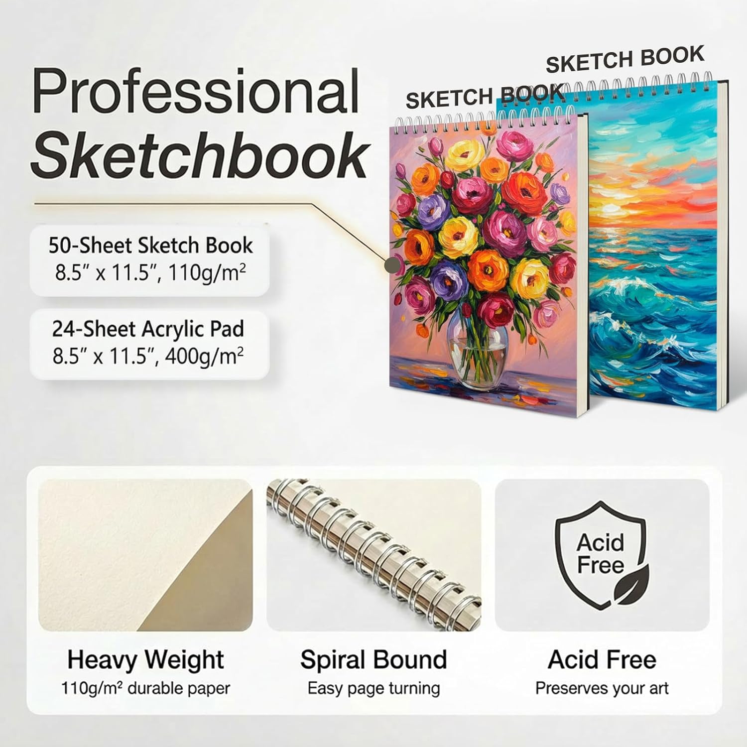 175‑Piece Deluxe Wooden Art Set with Acrylic Paints Colored Pencils, Crayons, Brush Set, Palettes & Dual Drawing Pads