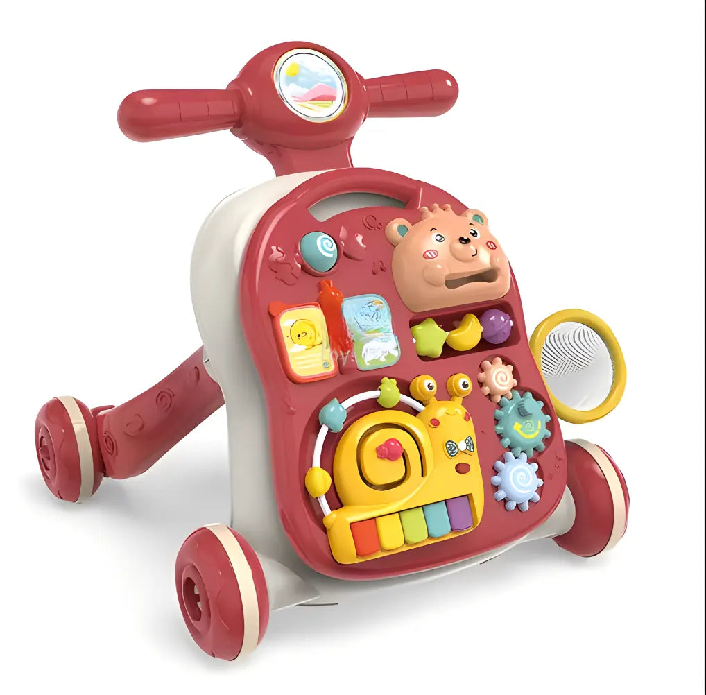 180 Nursery Rhymes, 6-in-1 Baby Walker & Activity Table Push Walker with Music Baby Rocking Car Multifunctional