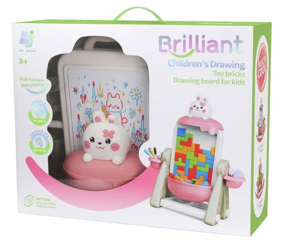 2-in-1 Brilliant Children's Drawing Board & Brick Toy