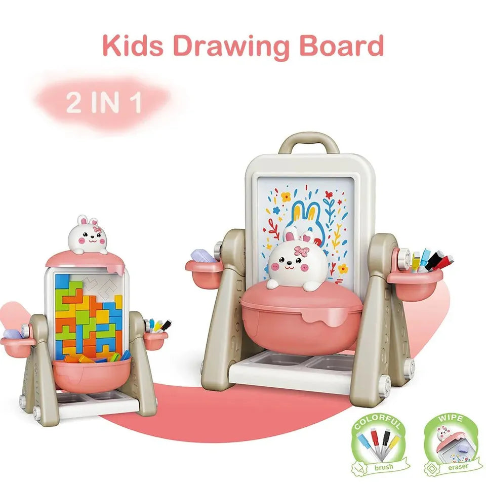 2-in-1 Brilliant Children's Drawing Board & Brick Toy