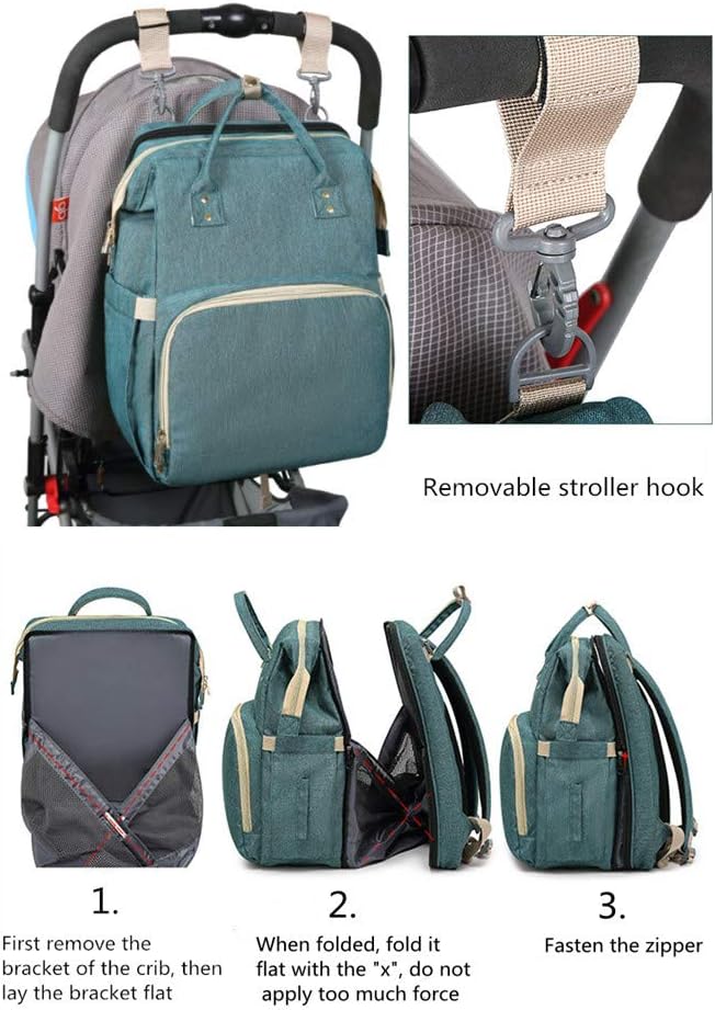 3-in-1 Diaper Bag Backpack Multi-Functional Mummy Bag with Insulated Pocket & Changing Station