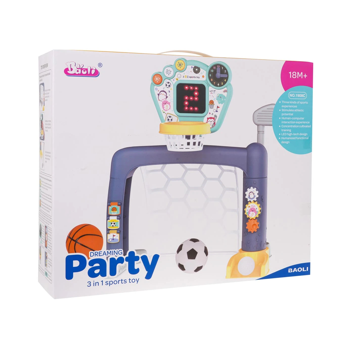 3-in-1 Interactive Sports Set Football, Basketball & Golf Toy for Toddlers 18 Months+Sound & Light Effects