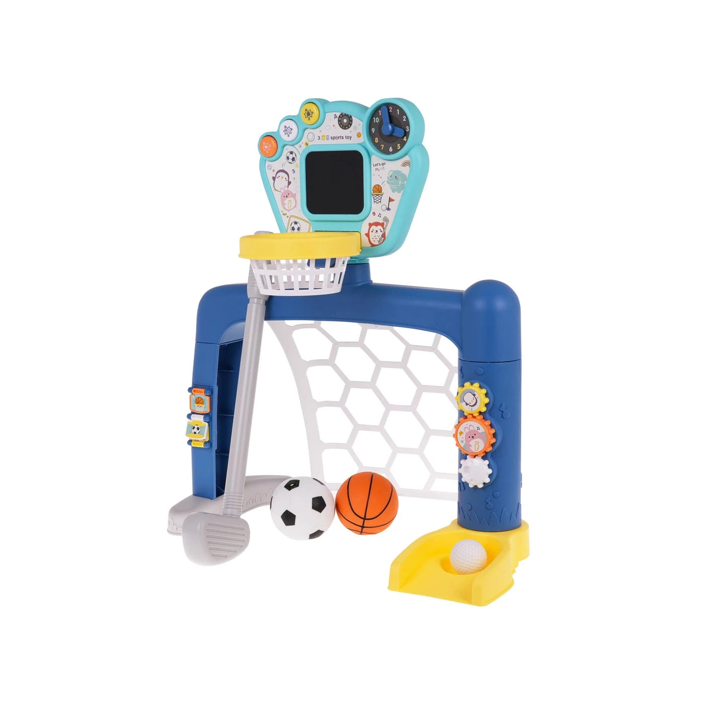 3-in-1 Interactive Sports Set Football, Basketball & Golf Toy for Toddlers 18 Months+Sound & Light Effects