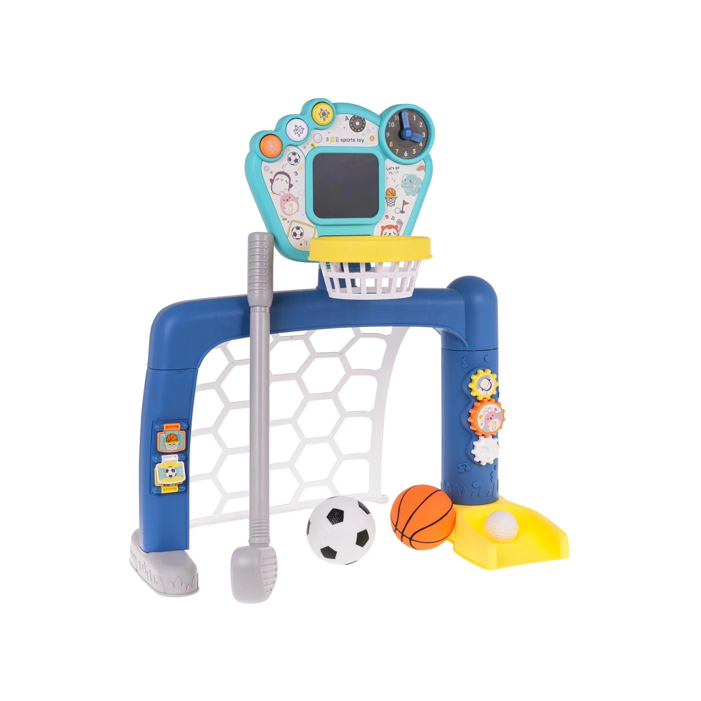3-in-1 Interactive Sports Set Football, Basketball & Golf Toy for Toddlers 18 Months+Sound & Light Effects