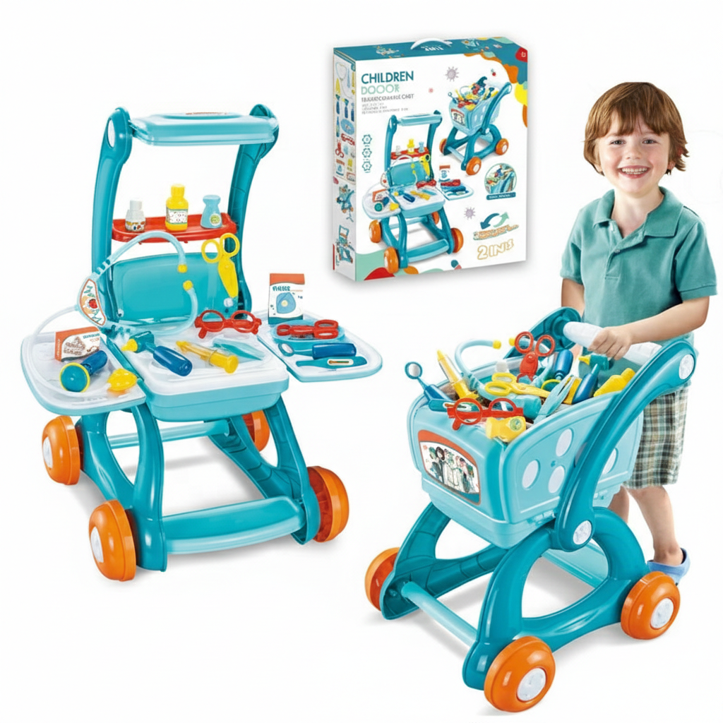 3‑in‑1 Educational Doctor Toy Set Pretend Play Medical Cart & Tools