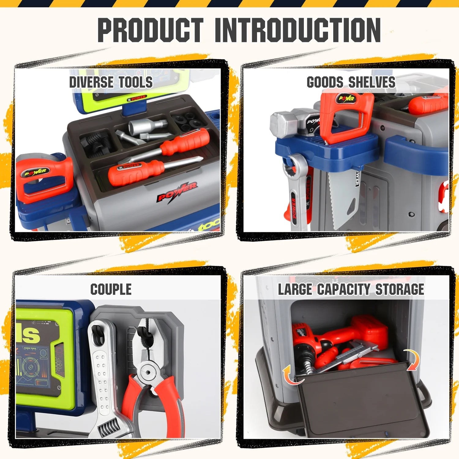 41-Piece Kids Tool Bench with Electric Drill STEM Toddler Workbench Toy for Ages 3+