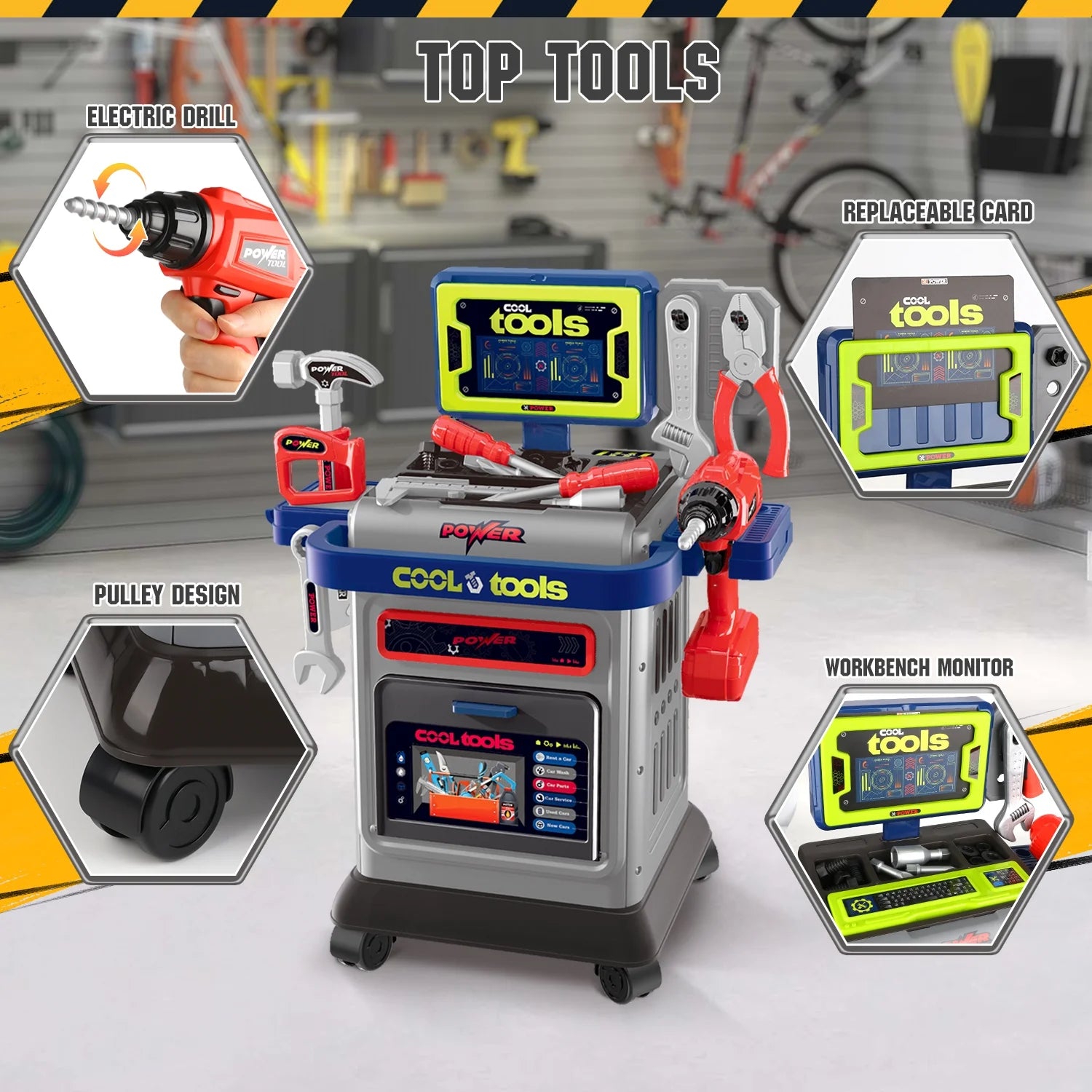 41-Piece Kids Tool Bench with Electric Drill STEM Toddler Workbench Toy for Ages 3+