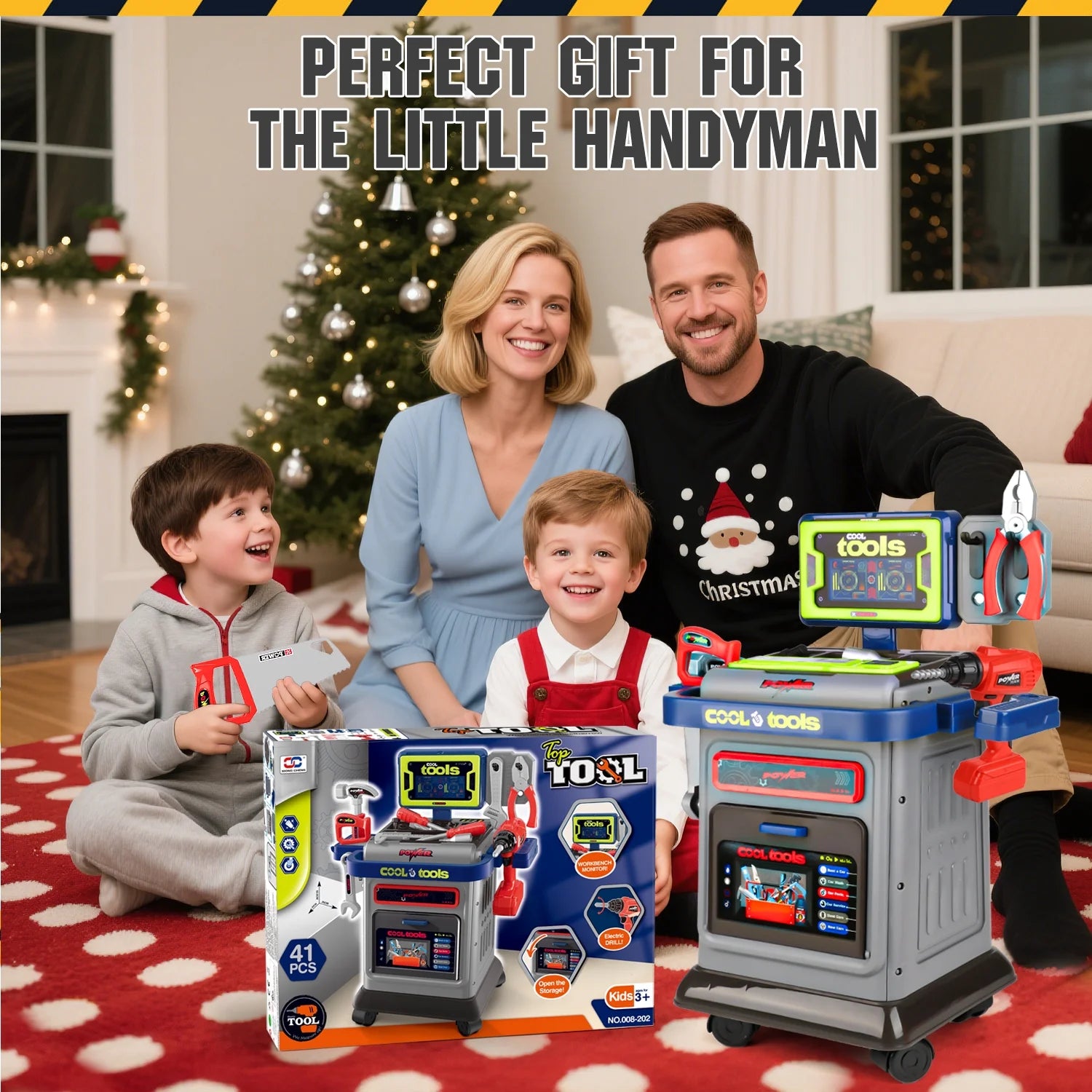 41-Piece Kids Tool Bench with Electric Drill STEM Toddler Workbench Toy for Ages 3+