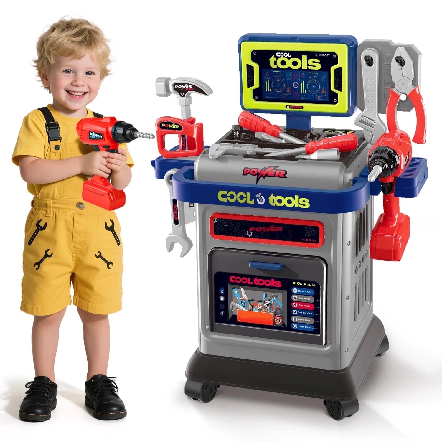 41-Piece Kids Tool Bench with Electric Drill STEM Toddler Workbench Toy for Ages 3+
