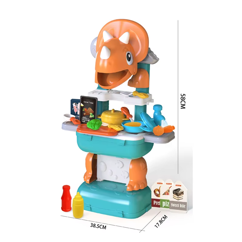 46PCS Kids Dinosaur Kitchen Playset Pretend Cooking Toys