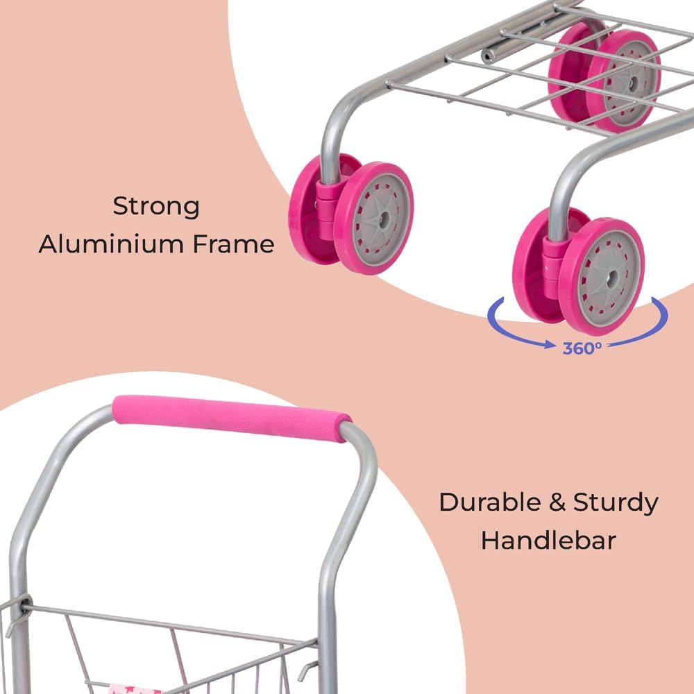 Kids Mini Shopping Trolley Pretend Play Cart for Toddlers