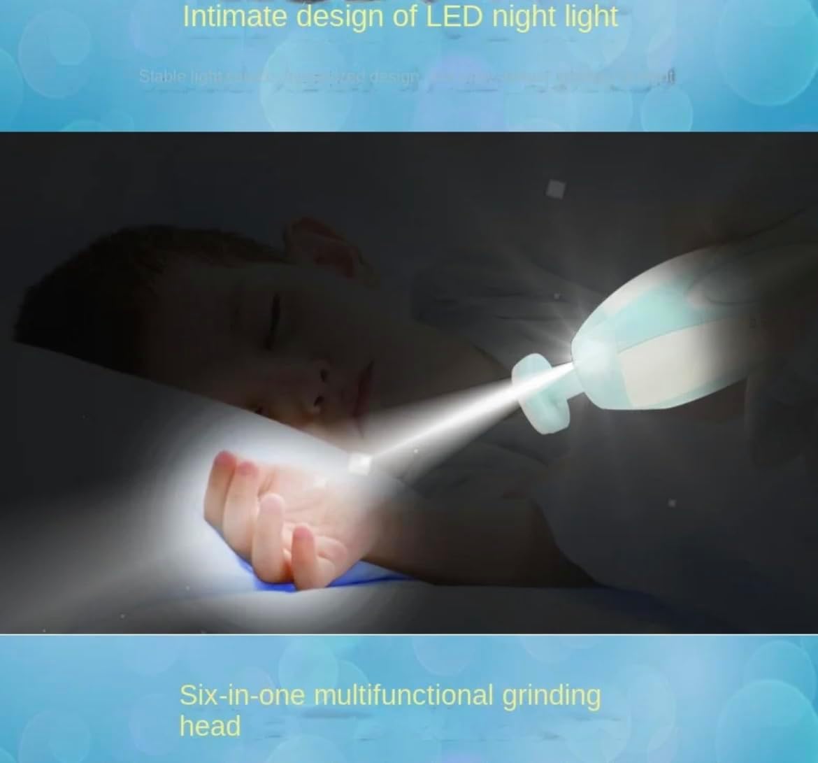 6-in-1 Electric Baby Nail Trimmer Set Safe Nail File & Clippers for Newborns & Toddlers