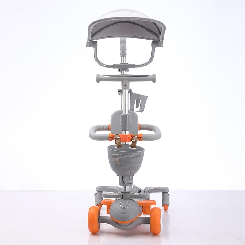 6-in-1 Kids Scooter with Push Handle, Tricycle for Toddlers with Canopy, Dual Break & Anti Skid-Foot Rest
