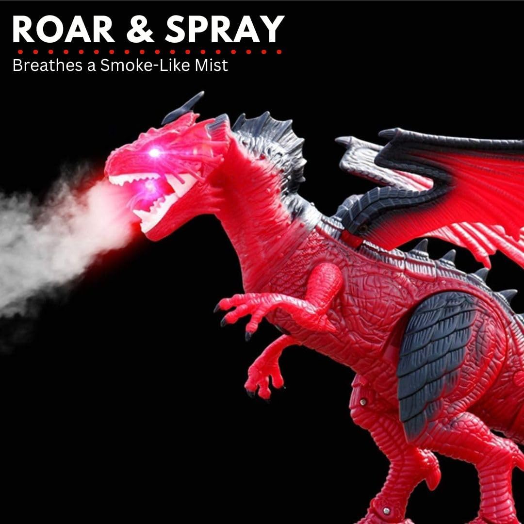 Liberty Imports Dino Planet Remote Control RC Walking Dinosaur Toy with Shaking Head, Light Up Eyes and Sounds (Fire Dragon)