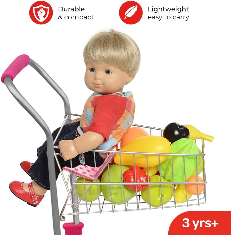 Kids Mini Shopping Trolley Pretend Play Cart for Toddlers