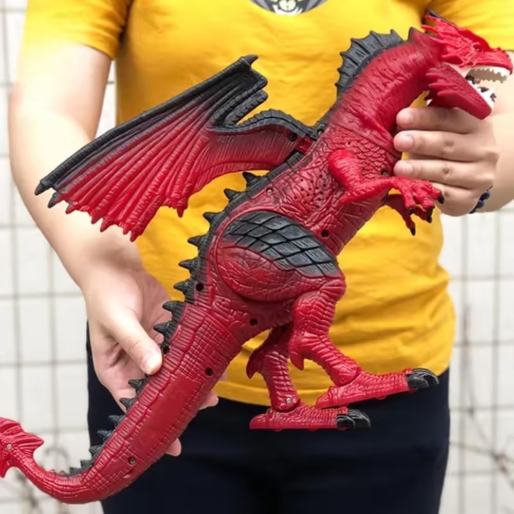 Liberty Imports Dino Planet Remote Control RC Walking Dinosaur Toy with Shaking Head, Light Up Eyes and Sounds (Fire Dragon)