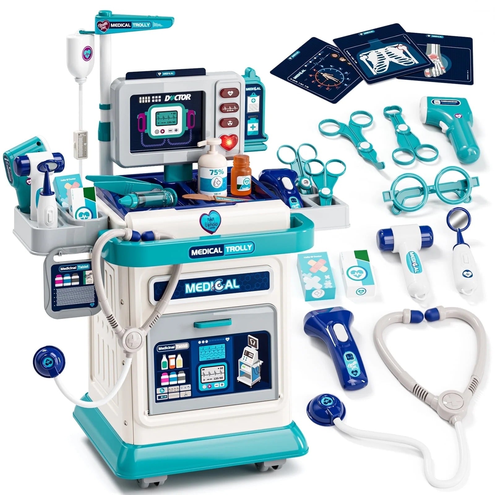 Kids Doctor Kit with Light & Sound Mobile Medical Station Pretend Play Set