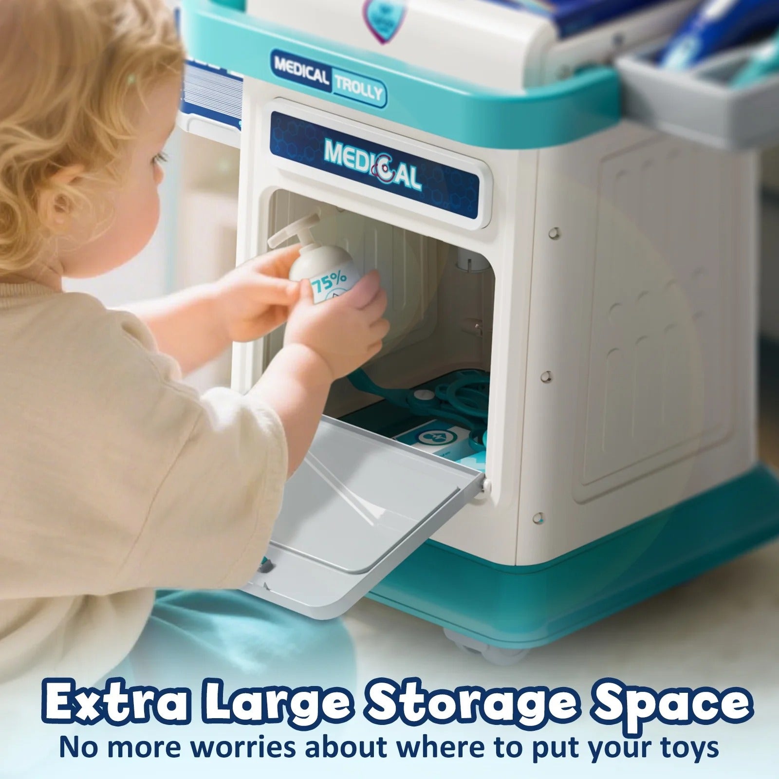Kids Doctor Kit with Light & Sound Mobile Medical Station Pretend Play Set