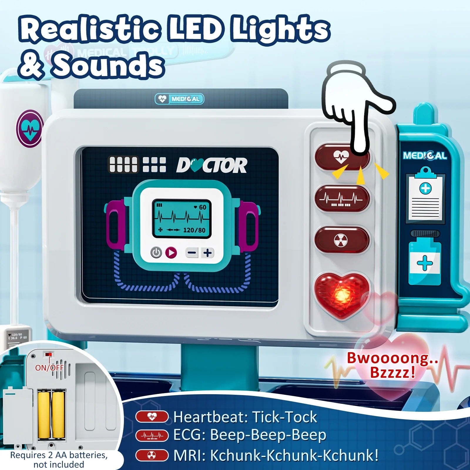 Kids Doctor Kit with Light & Sound Mobile Medical Station Pretend Play Set