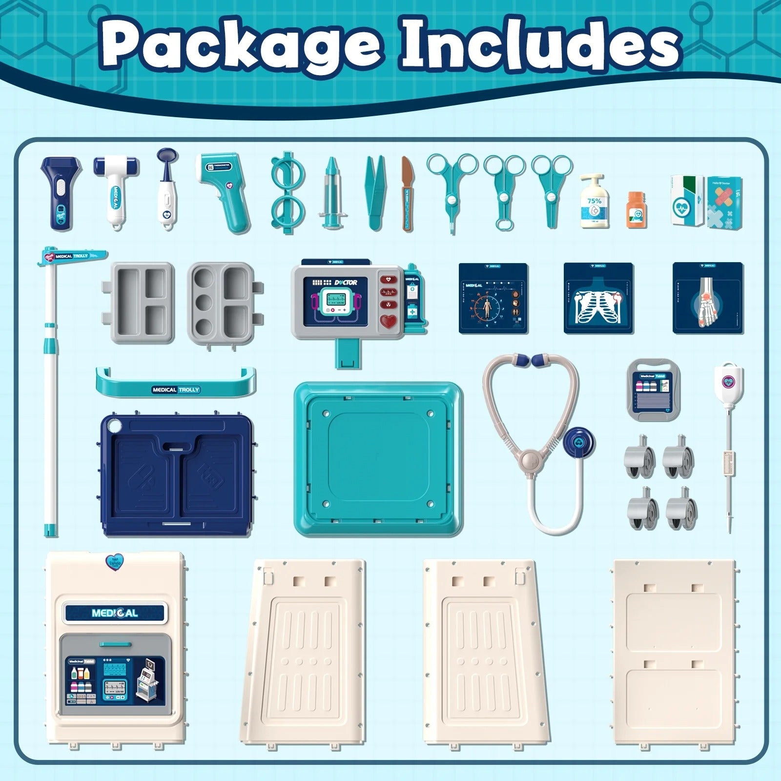 Kids Doctor Kit with Light & Sound Mobile Medical Station Pretend Play Set
