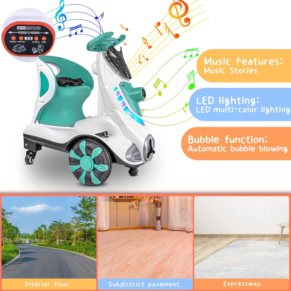6V Kids Electric Ride-On Car with Bubble Function 2 in 1 Remote Control and Manual