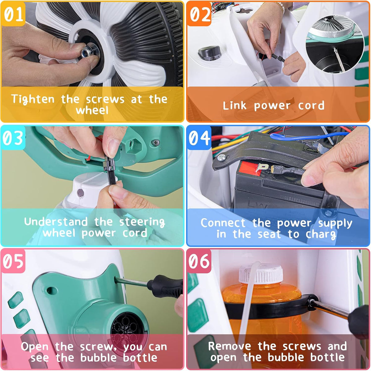 6V Kids Electric Ride-On Car with Bubble Function 2 in 1 Remote Control and Manual