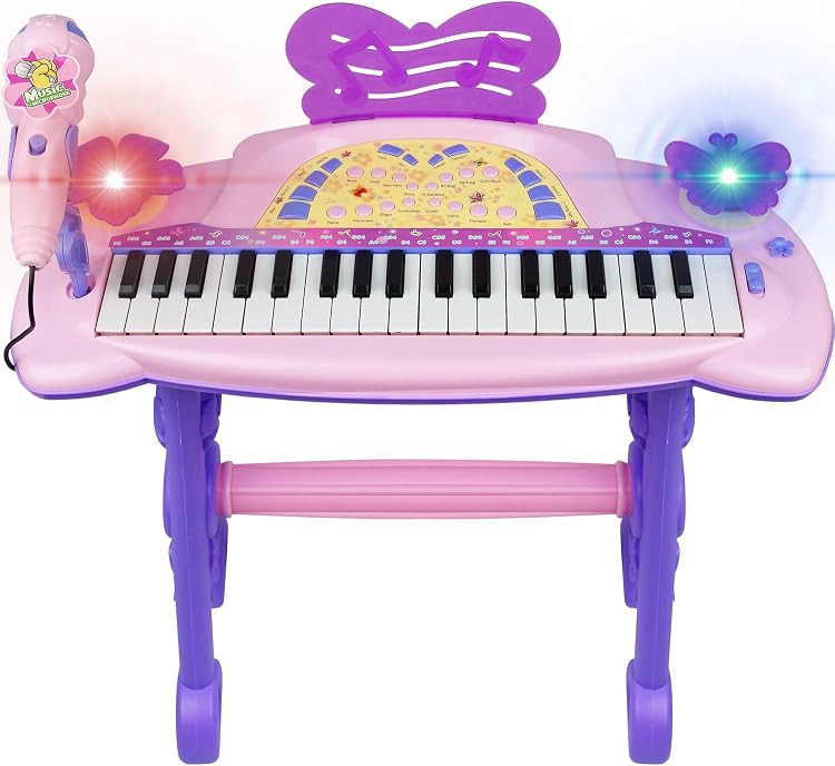 37-Key Kids Electronic Piano Keyboard with Microphone & Stool
