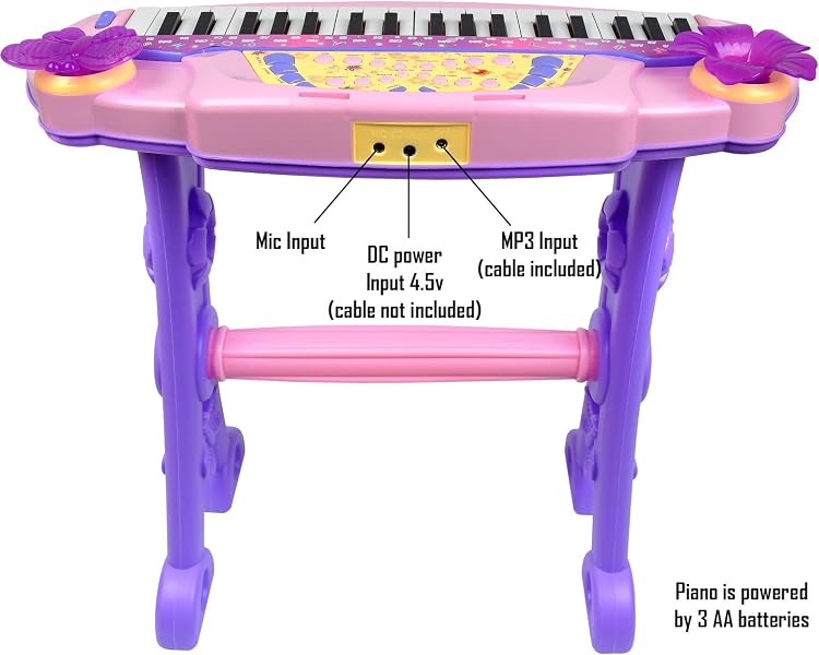37-Key Kids Electronic Piano Keyboard with Microphone & Stool