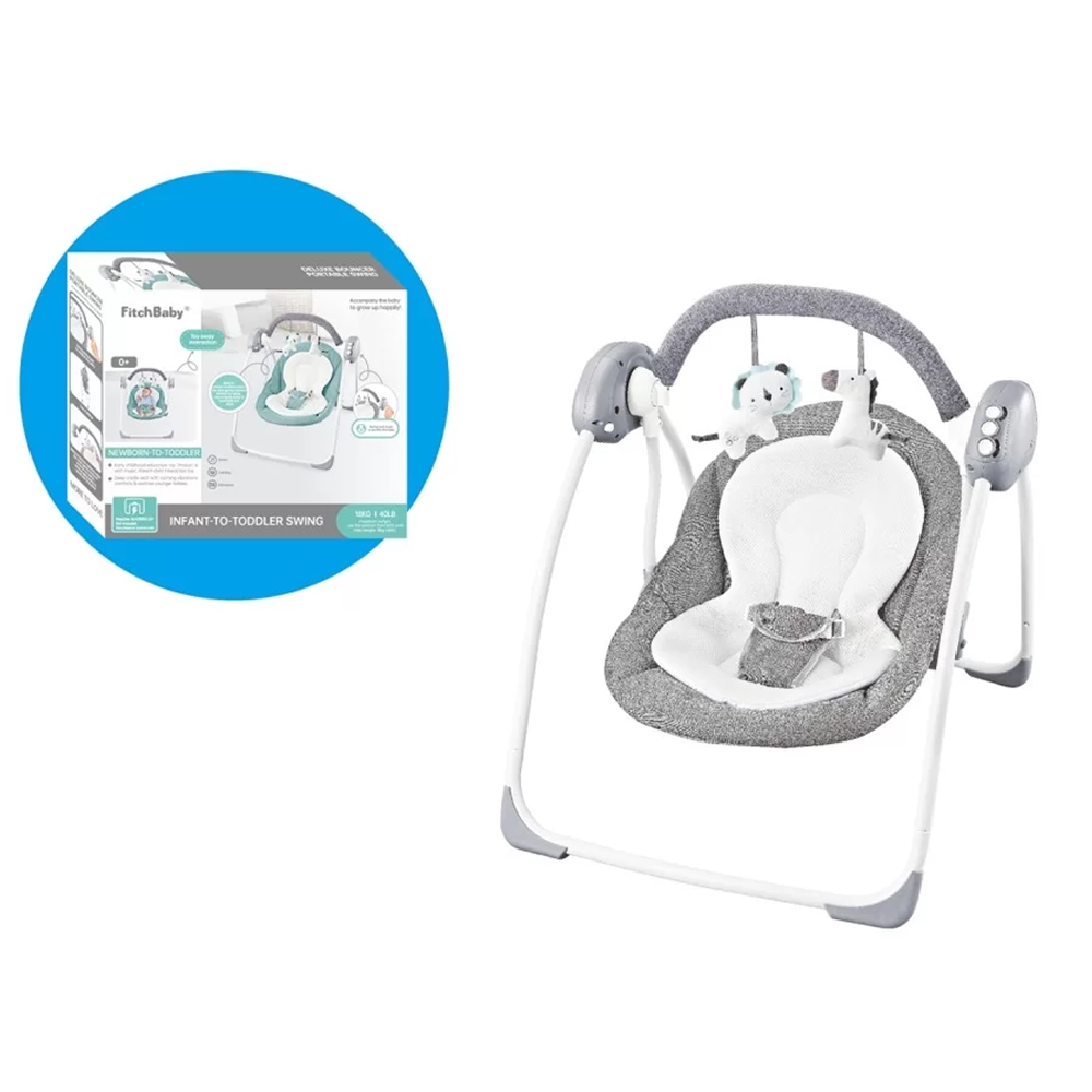 Electric Baby Relaxer with Removable Toy Bar, Animal Toys, Music, and Swing Function