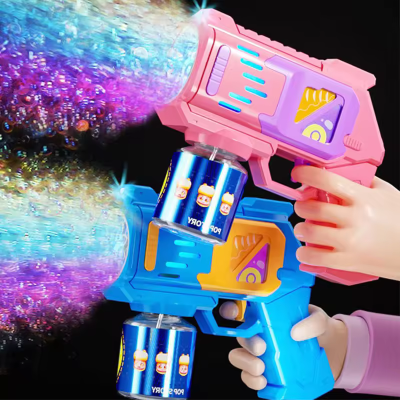 Automatic LED Bubble Gun Toy Light Up Bubble Machine for Kids