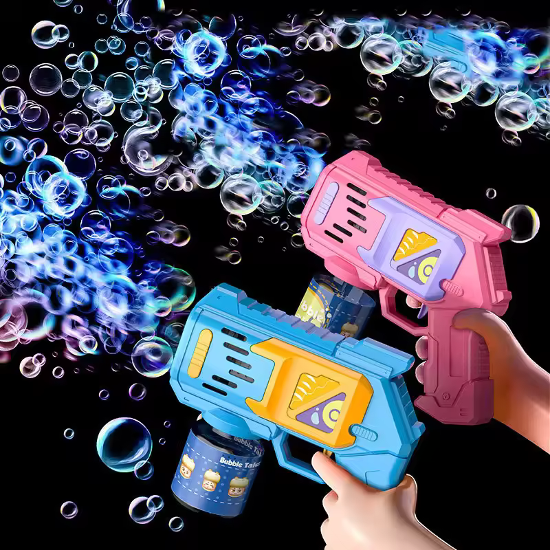 Automatic LED Bubble Gun Toy Light Up Bubble Machine for Kids