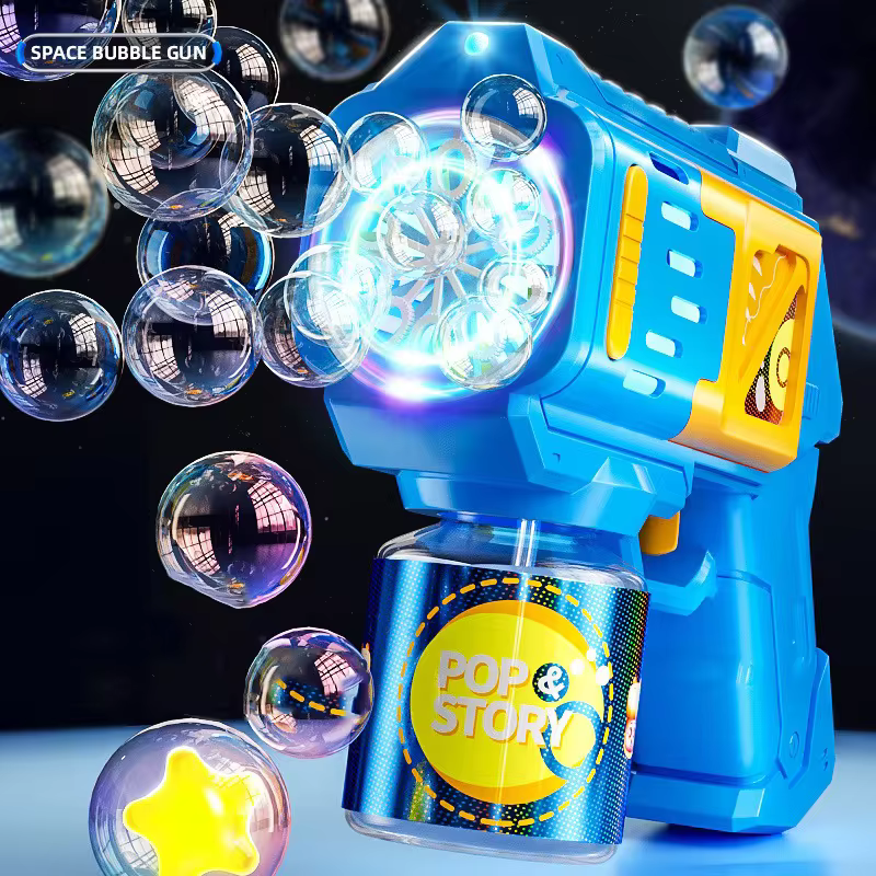 Automatic LED Bubble Gun Toy Light Up Bubble Machine for Kids