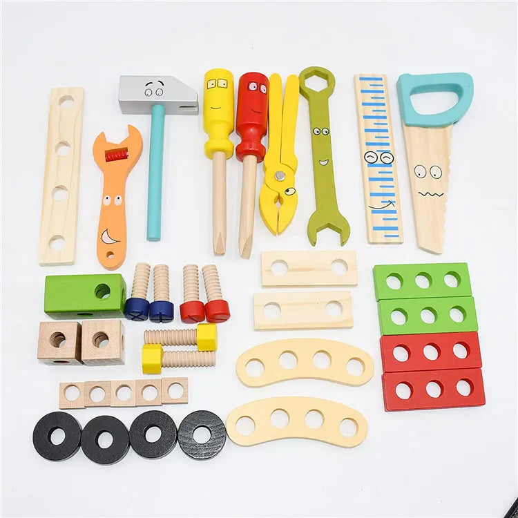 ANTIC DUCK Wooden Tool Box 34-Piece Children's STEM Construction Toy Kit - Perfect Gift for 3-8 Year Old Boys & Girls