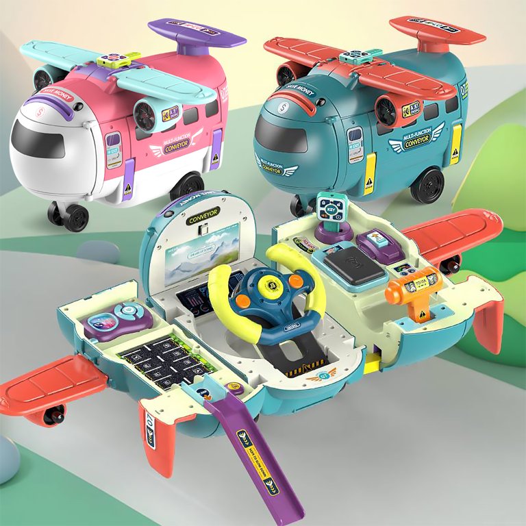 3-in-1 Airplane Toy Light-Up Steering Wheel & Early Education Fun with music