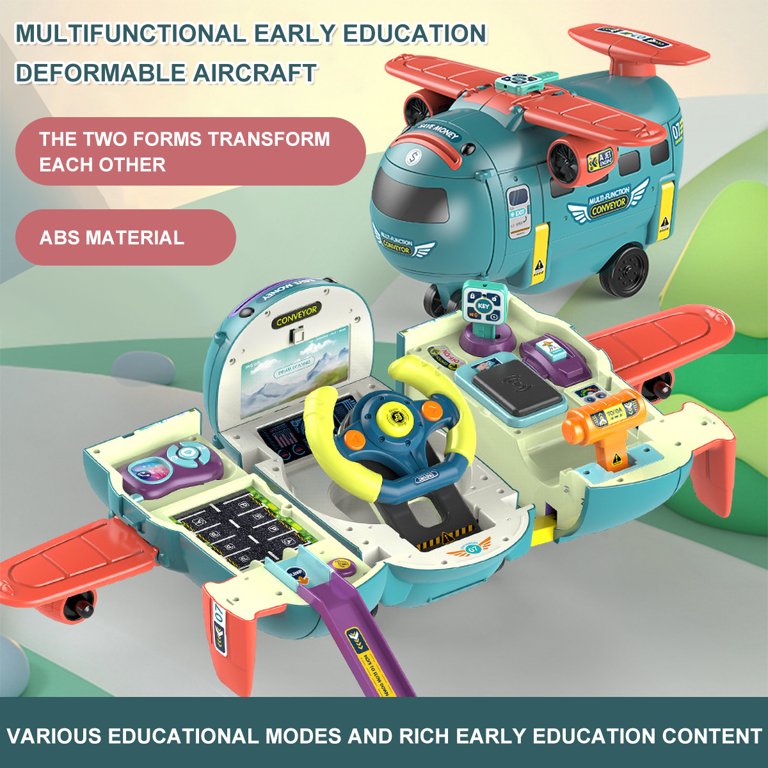 3-in-1 Airplane Toy Light-Up Steering Wheel & Early Education Fun with music