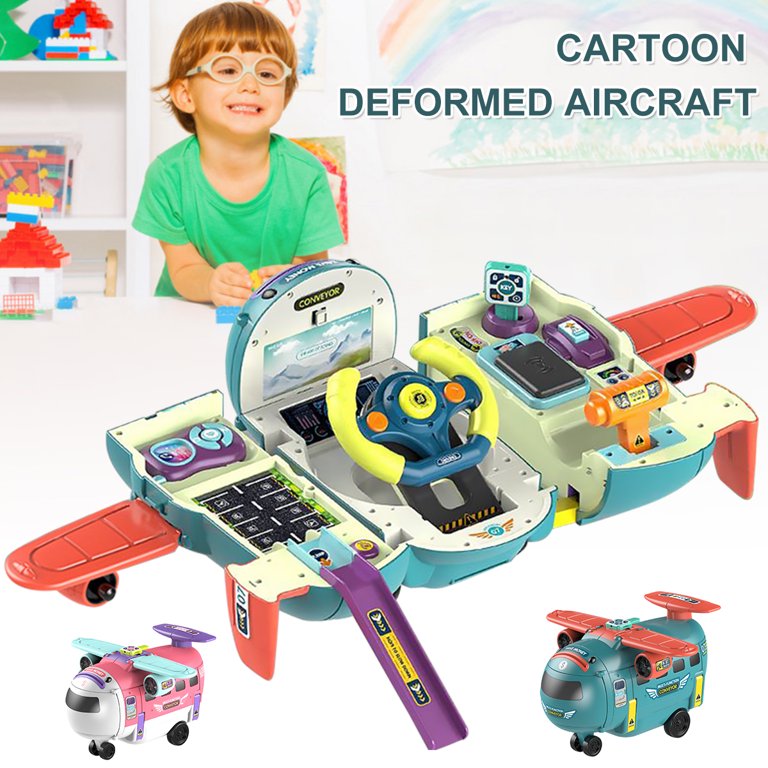 3 في 1 Airplane Toy Toy Light-Up Wheel & Early Education Fun مع الموسيقى