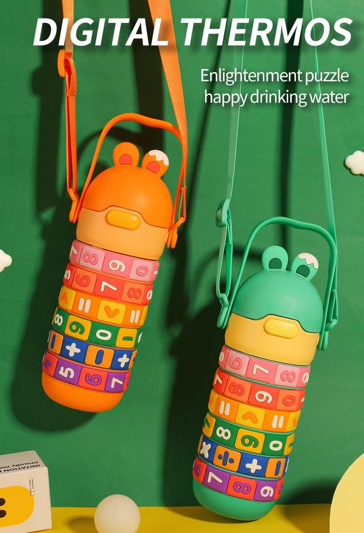 BPA-Free Stainless Steel Kids Water Bottle 430ml Insulated, Leak-Proof Flask for Hot & Cold Drinks