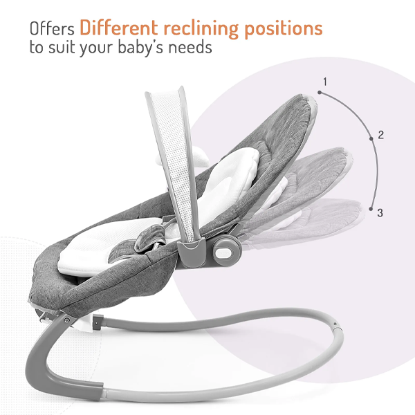 Baby Bouncer, Grey 0m+ Portable with Calming Vibration