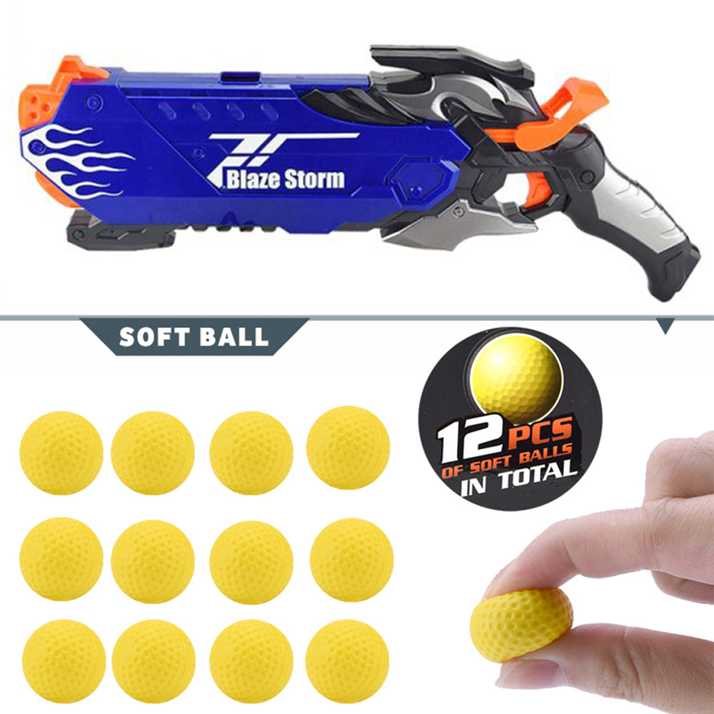 Blaze Storm Soft Bullet Shooting Gun Toy 12 Dart Blaster for Kids, High Impact Rounds, Easy Loading
