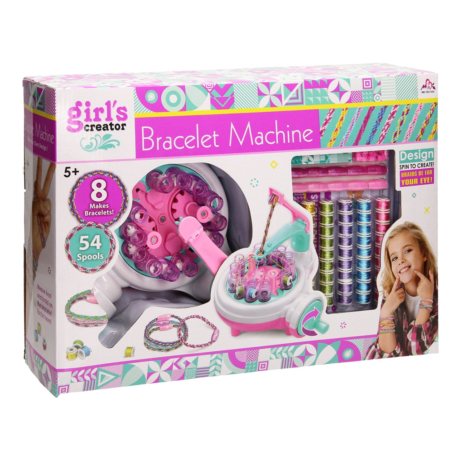 Bracelet Making Machine Craft Kit for Kids, 54 Spools, Create Unique Bracelets, Ages 5+
