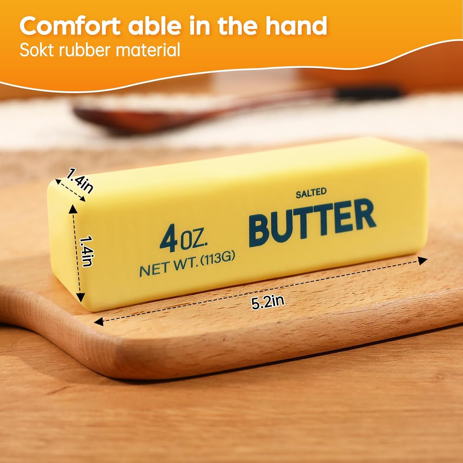 Butter Squeeze Toy, Realistic Butter Stick Squishy, Slow Rising Stress Ball, Soft PU Fidget Toy for Adults, Sensory Desk Toy for Office & School, Stress Relief Novelty Gift