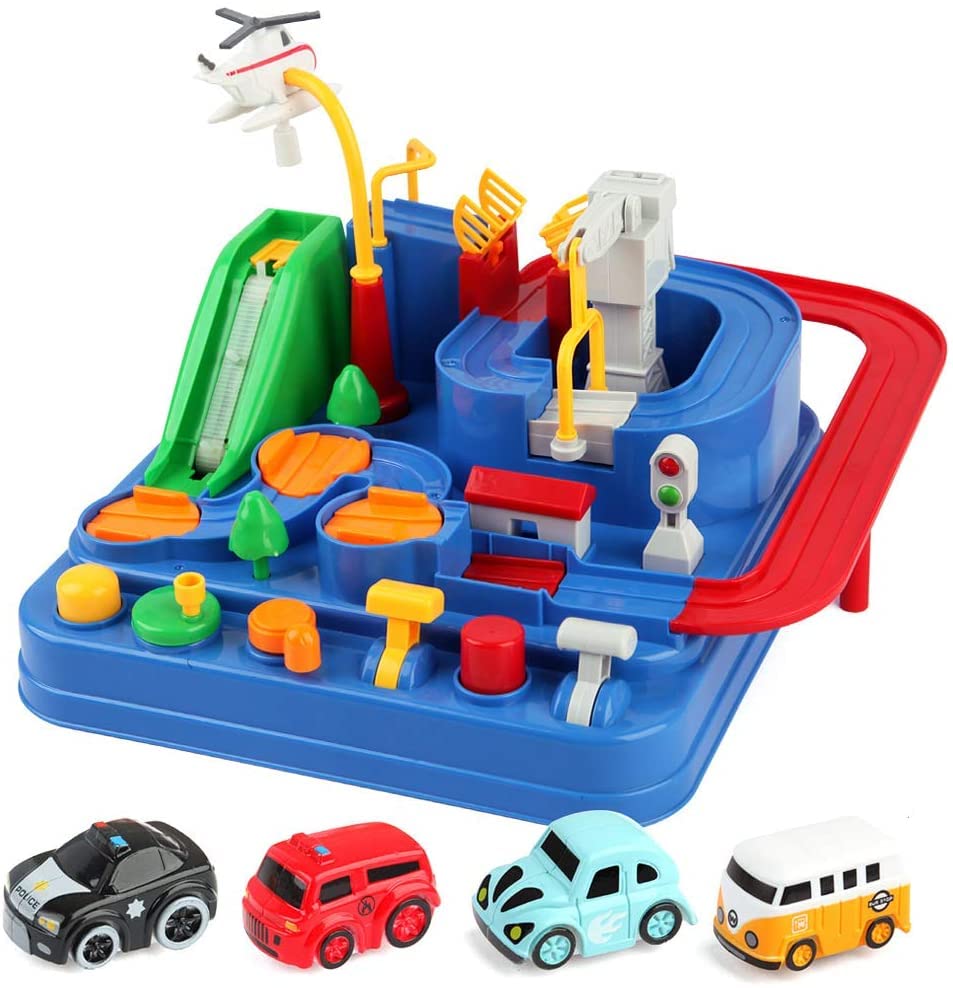 Car Adventure City Rescue Toy Set Educational Racing Toy with 2 Mini Cars