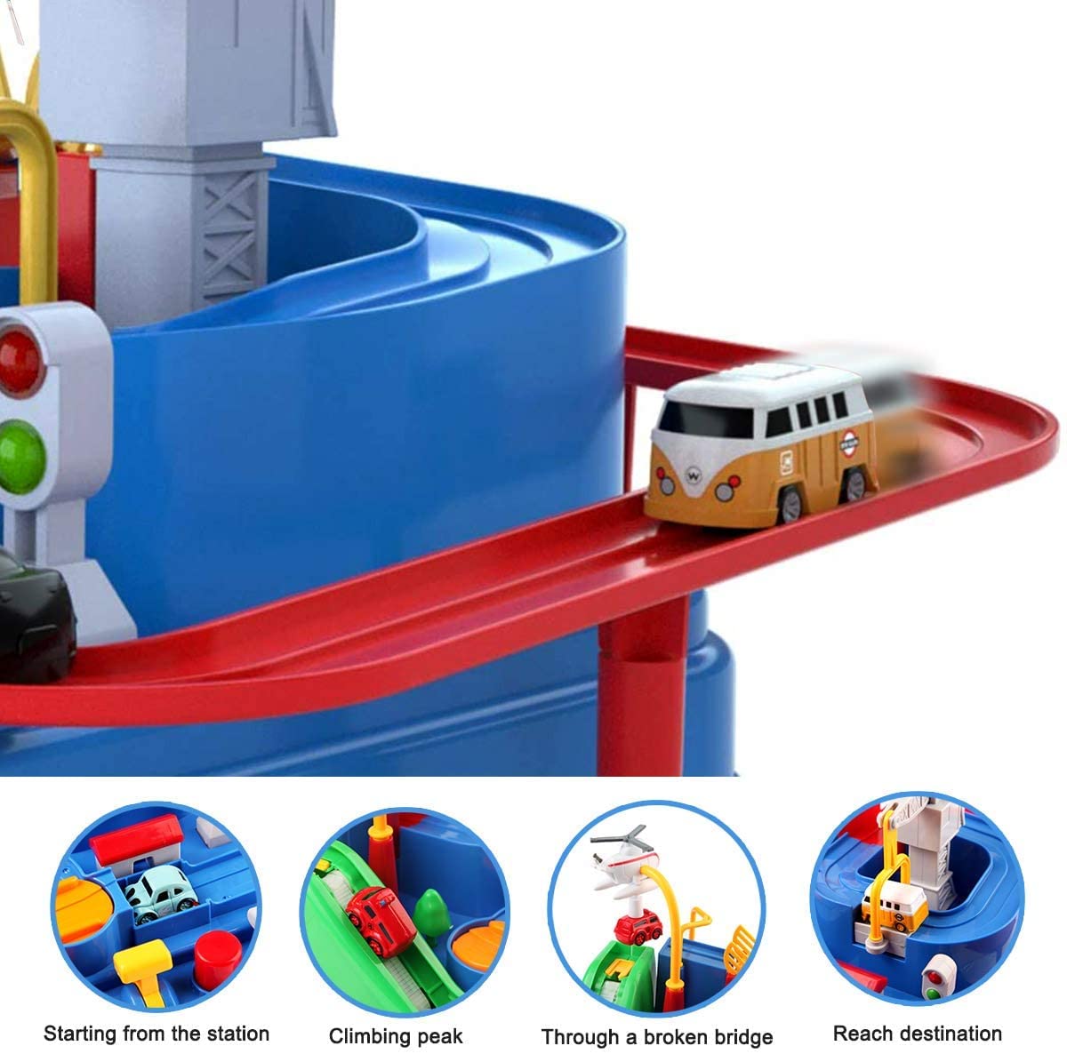 Car Adventure City Rescue Toy Set Educational Racing Toy with 2 Mini Cars