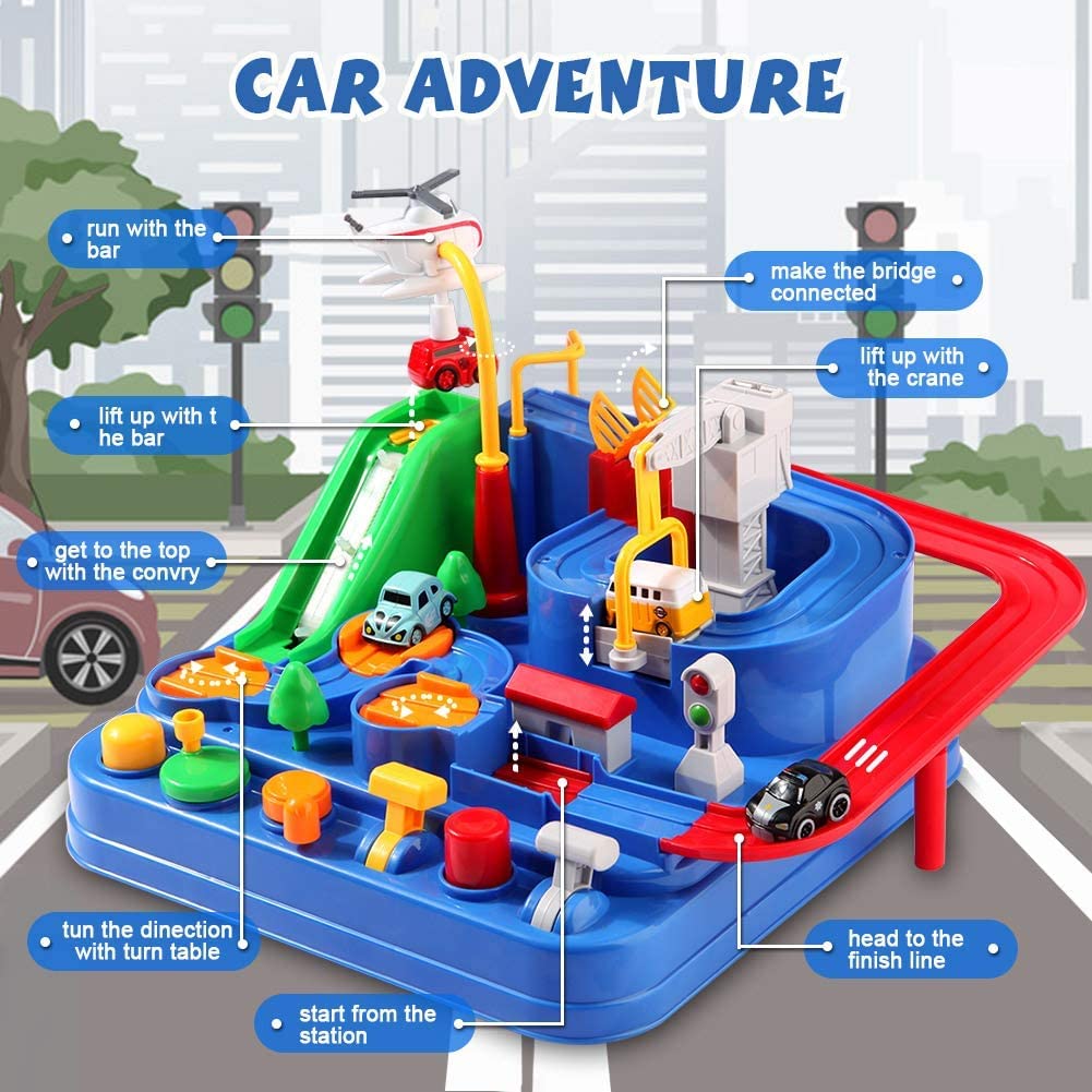 Car Adventure City Rescue Toy Set Educational Racing Toy with 2 Mini Cars