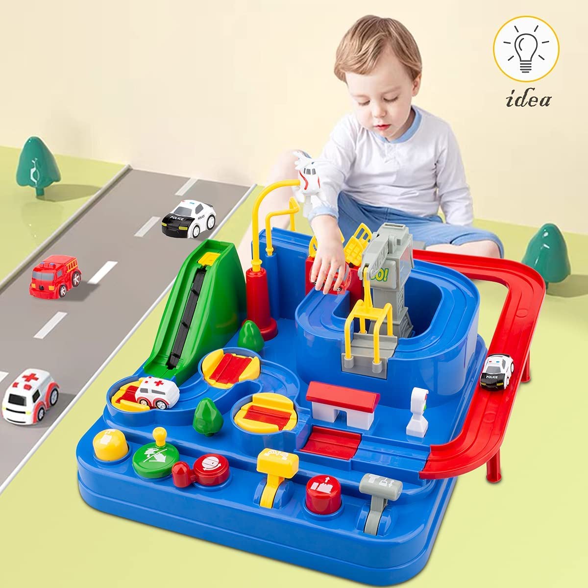 Car Adventure City Rescue Toy Set Educational Racing Toy with 2 Mini Cars