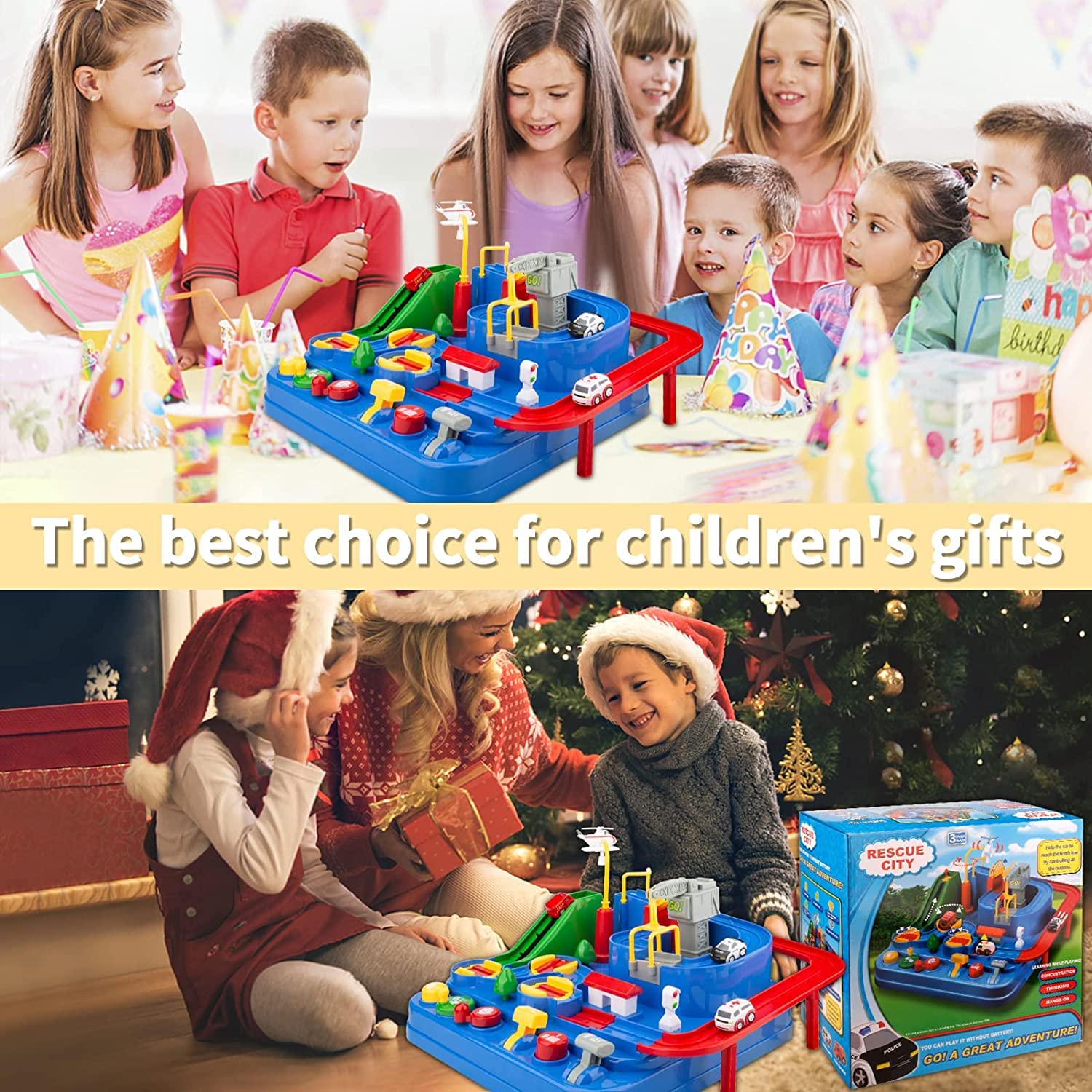 Car Adventure City Rescue Toy Set Educational Racing Toy with 2 Mini Cars